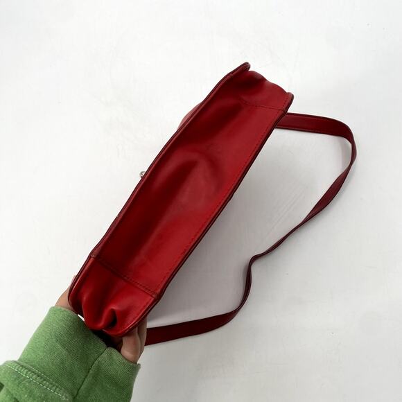 J. Crew Red Leather Foldover Shoulder Bag - Picture 9 of 9
